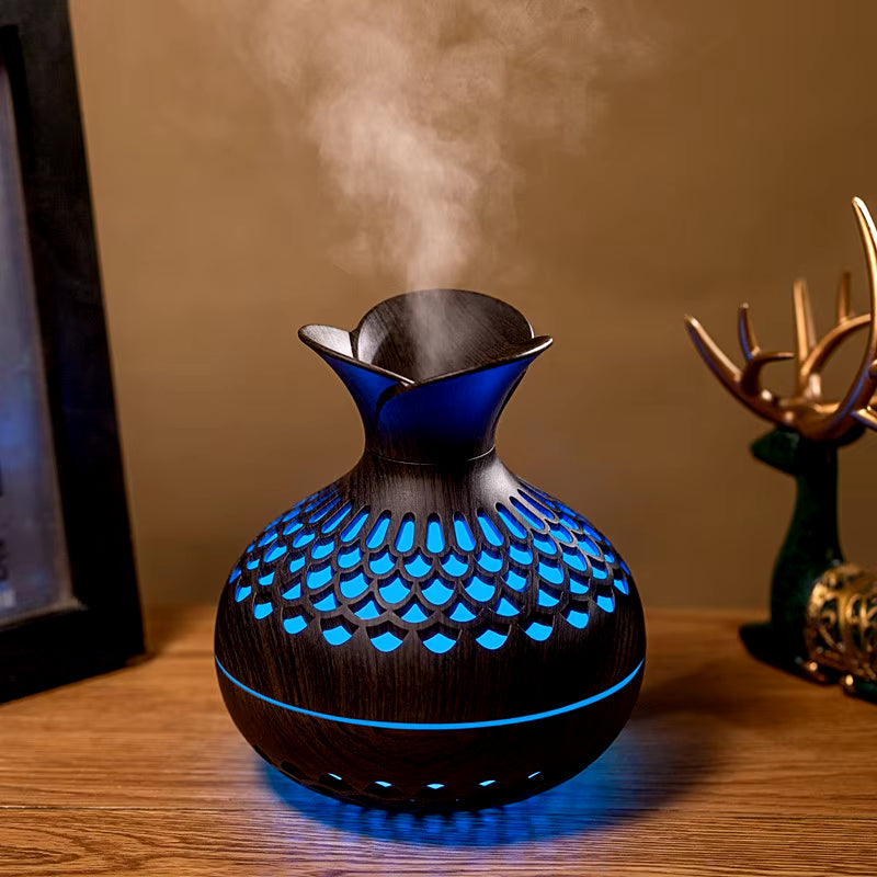 300Ml USB Air Humidifier, Mini Humidifier Desktop Humidifier, Hollow Vase Shape Humidifier with Colorful Night Lights