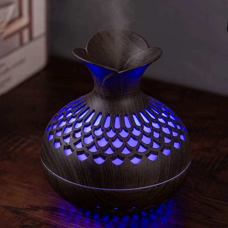 300Ml USB Air Humidifier, Mini Humidifier Desktop Humidifier, Hollow Vase Shape Humidifier with Colorful Night Lights